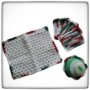 Christmas KItchen Handmade Crocheted Scrubber Set